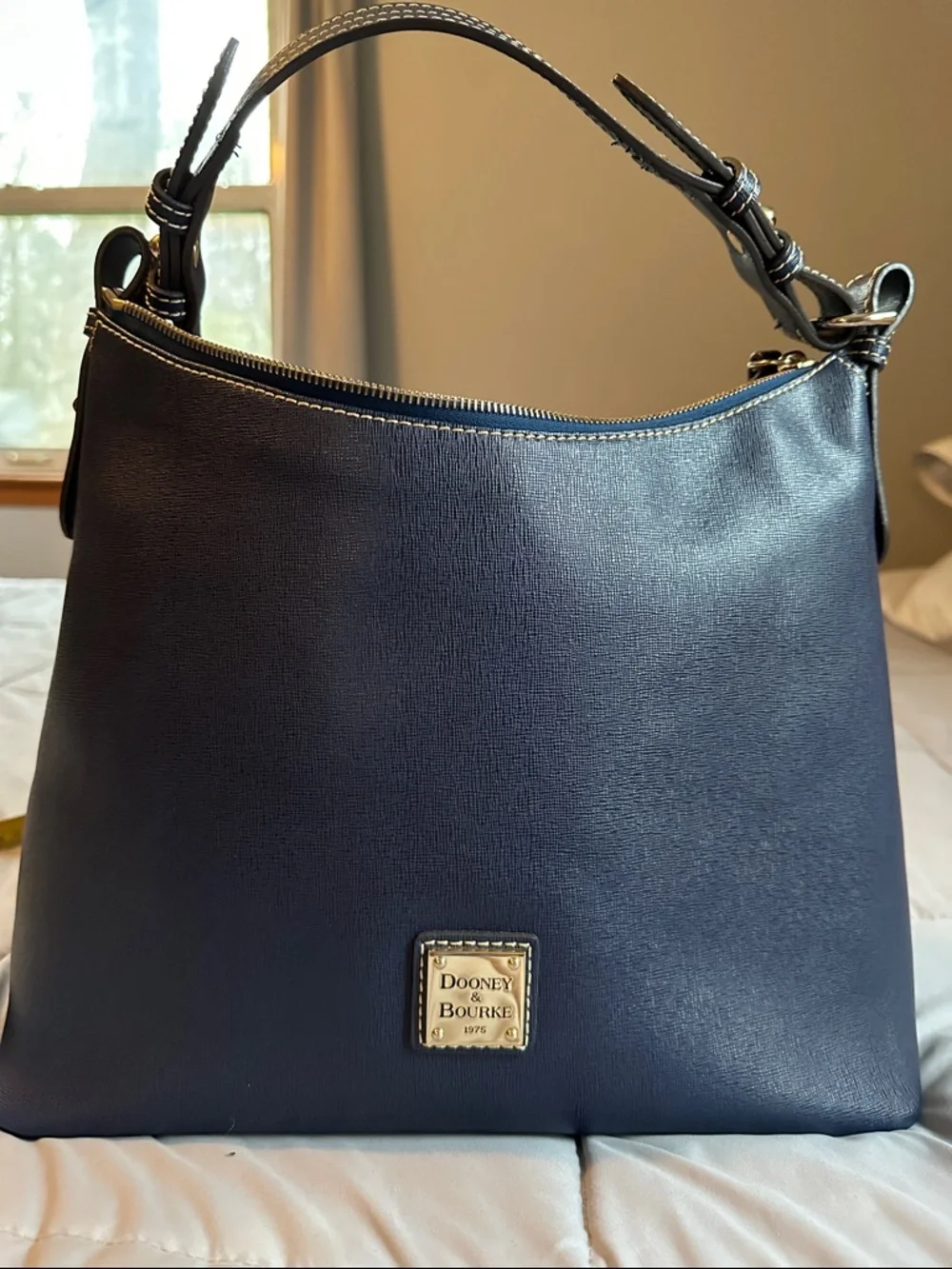 Dooney & Bourke Navy Leather Shoulder Bag - Picture 1 of 7